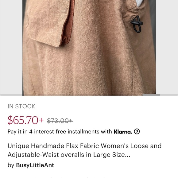 Handmade Flax Fabric Women's Loose and Adjustable-Waist, Casual Linen Overalls - Picture 2 of 4